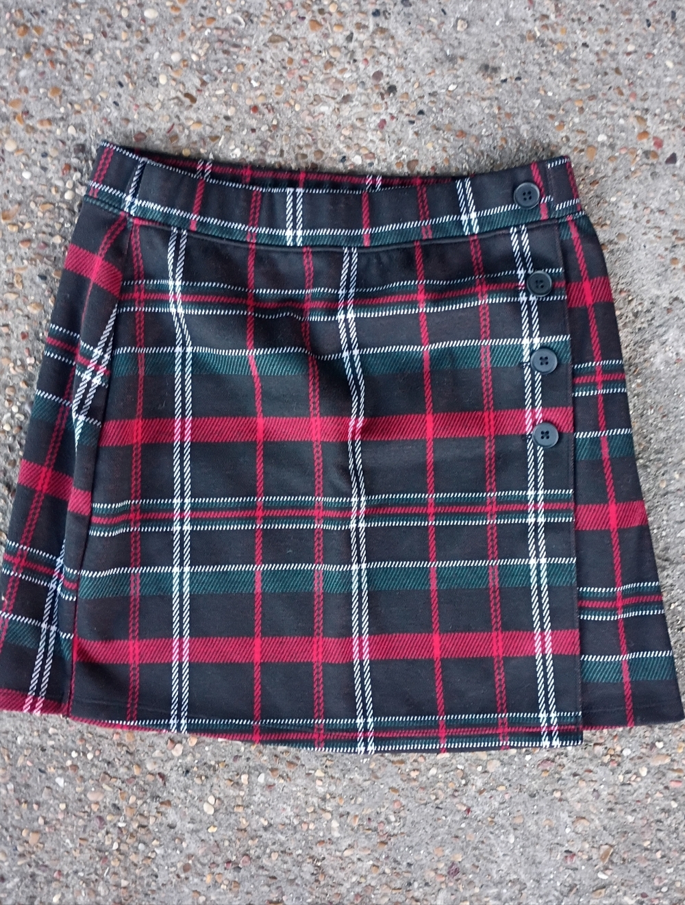 2/$10 SO Plaid Mini Skirt Faux Wrap in Black and Red Small